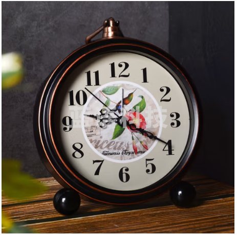 汉时（Hense）创意闹钟个性床头台钟桌面复古小座钟欧式简约闹表卧室学生钟HA65喜上枝头