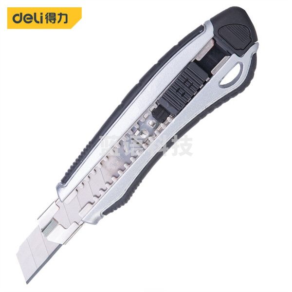 得力(deli) 2把装铝合金包胶6连发美工刀18mm自锁6连发 SK5壁纸刀裁纸刀割刀DL019 定制