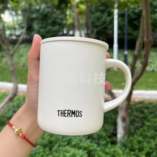 膳魔师(THERMOS)JDG-351C-MWH 白色日式保温杯不锈钢马克杯办公杯带手柄咖 啡杯小巧敞口带盖水杯350ml