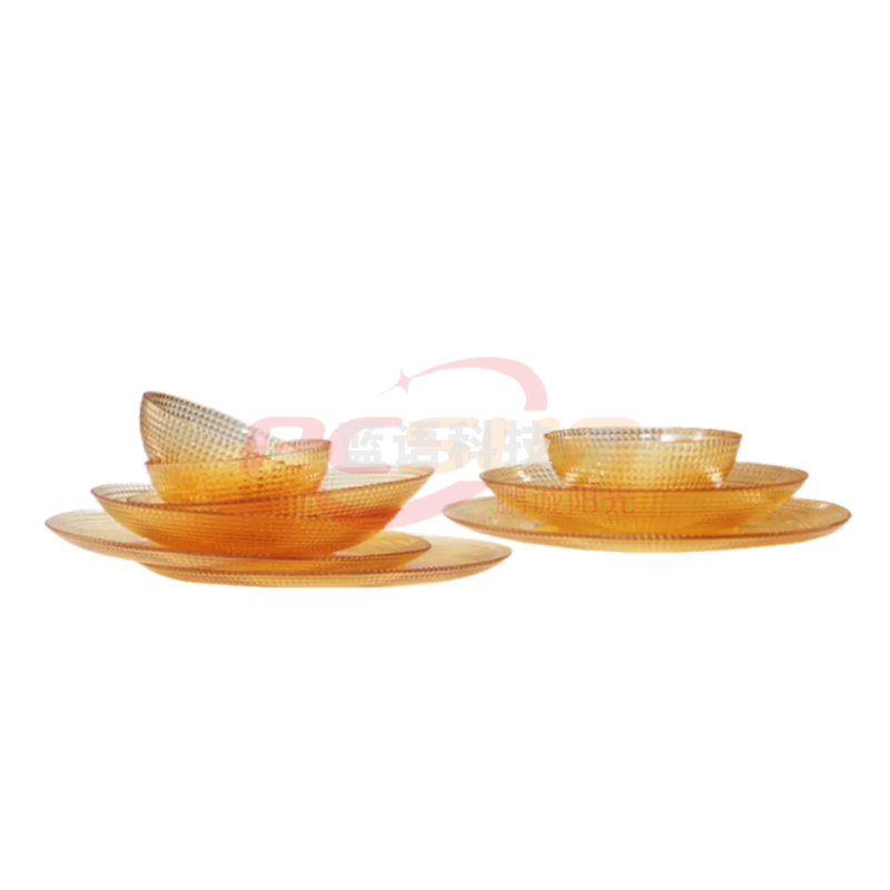 康宁VS-CJ9B001C/KZ琥珀色餐具晶莹豪华9件组 3个350ml小碗3个深盘3个平盘