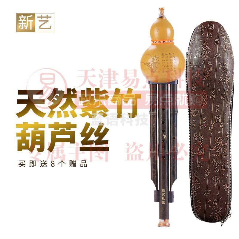 新艺（xinyi）紫竹葫芦丝乐器专业演奏型降b调初学双音紫竹小学生天然葫芦