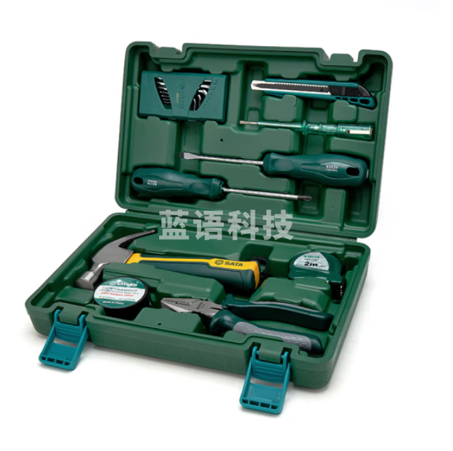 世达05162 工具箱工具套装15件螺丝刀扳手内六角锤子组套工具