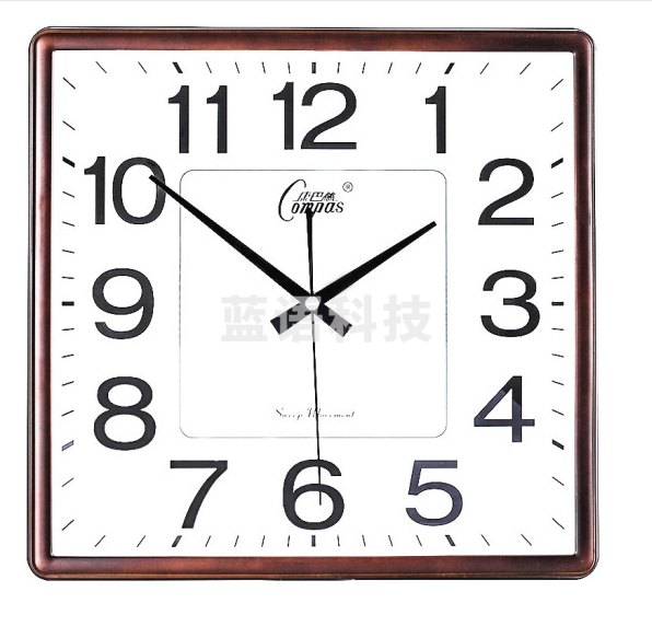 康巴丝（Compas）挂钟 静音走时客厅钟表挂墙 简约创意时钟时尚石英钟 现代办公室挂表 3112橡木 33cm*32cm