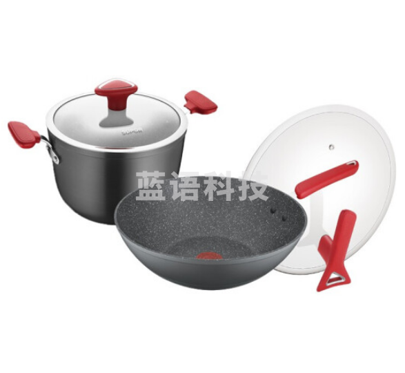 苏泊尔TP21112T 火红点星星石不粘锅具二件套 炒锅+汤锅