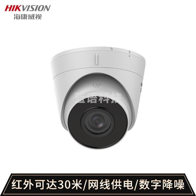海康威视摄像头 200万监控 1080P网络高清监控摄像头 带POE红外夜视30米半球摄像机 2.8MM焦距DS-IPC-T12-I
