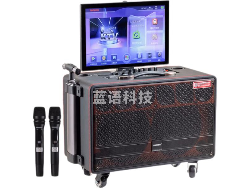 TEMEISHENG 特美声TA08-88广场舞音响 带显示屏拉杆户外音箱 带声卡一体机 双8吋重炮+500G硬盘声卡+支架