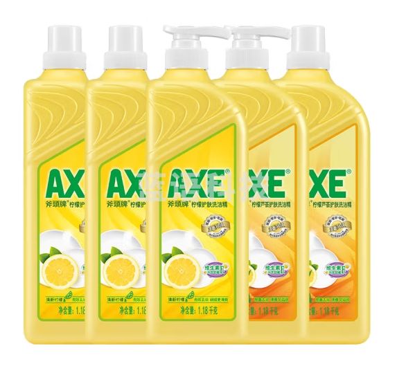 斧头牌（AXE）柠檬+芦荟护肤洗洁精1.18kg*5瓶套装