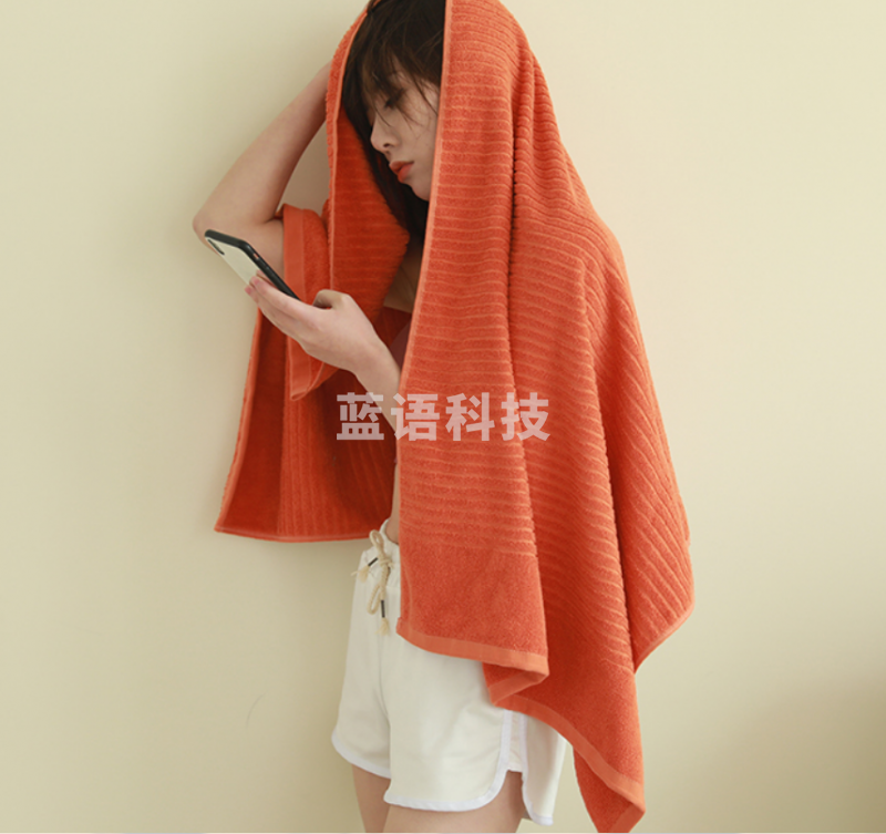 沐凡 纯棉浴巾 洗澡巾全棉加厚大毛巾 橘色70*140cm