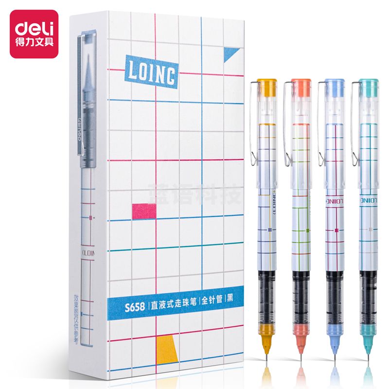 得力S658直液式走珠笔(黑)（支）