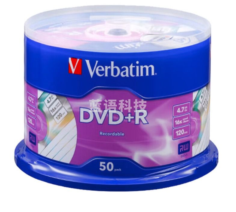 威宝 DVD+R 光盘/刻录盘16速4.7GB 雾银素面 桶装50片/97174