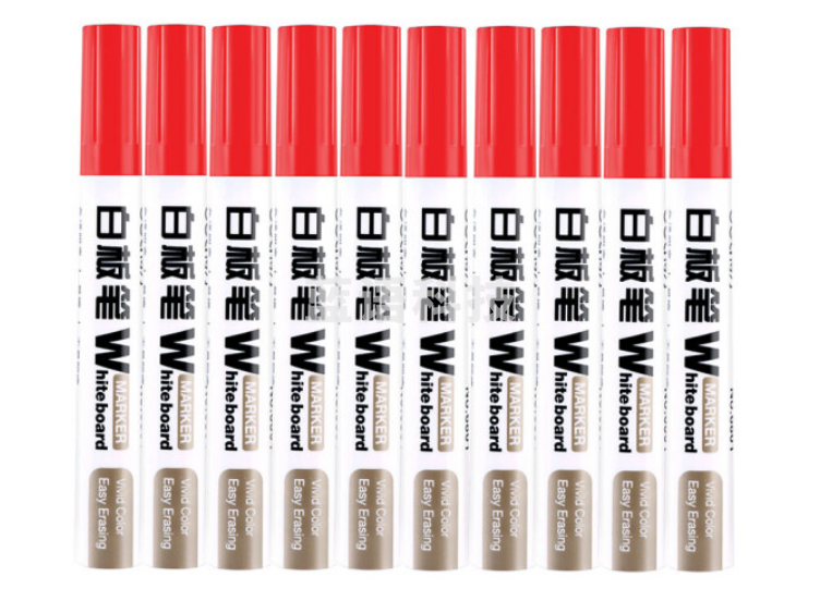 得力（deli） 6801红色白板笔 可擦笔 大容量水性白板笔 10支/盒 1支装