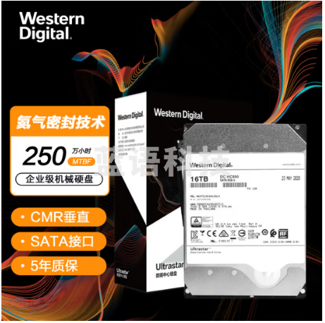 西部数据(Western Digital) WUH721816ALE6L4 16TB 企业级硬盘 HC550 SATA6Gb/s 7200转512M 氦气密封