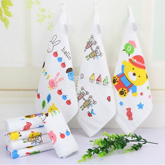 幼儿园薄款餐巾 口水巾 吸水巾 3条/组 （图案随机，花色随机）