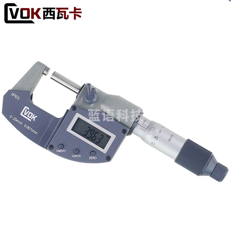 西瓦卡 IP65防水数显千分尺0-25mm*0.001螺旋测微器 电子千分尺 IP65防水数显千分尺0-25