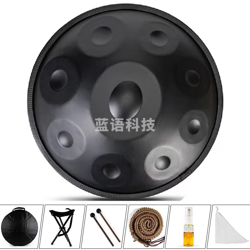 海之韵手碟鼓专业级 handpan手碟440赫兹432赫兹手工锻打乐器鼓 10音黑色（带礼包 鼓架 教程）