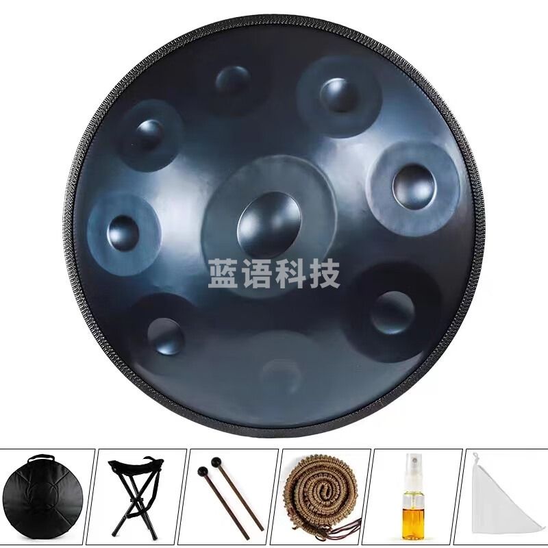海之韵手碟鼓专业级 handpan手碟440赫兹432赫兹手工锻打乐器鼓 9音蓝色（带礼包 鼓架 教程）