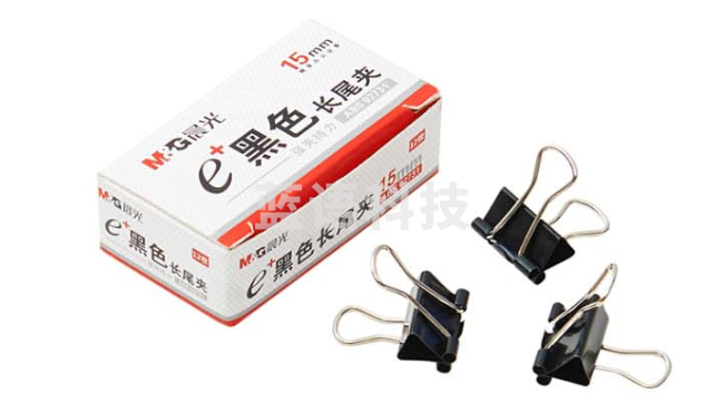 晨光Eplus黑色长尾夹15mm（盒装）ABS92731