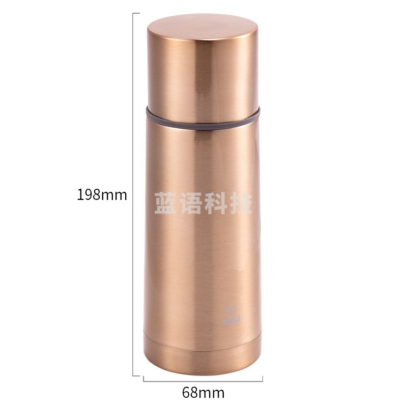 得力(deli)17650子弹头保温杯喝水杯 不锈钢便携保温杯 350ml 金色