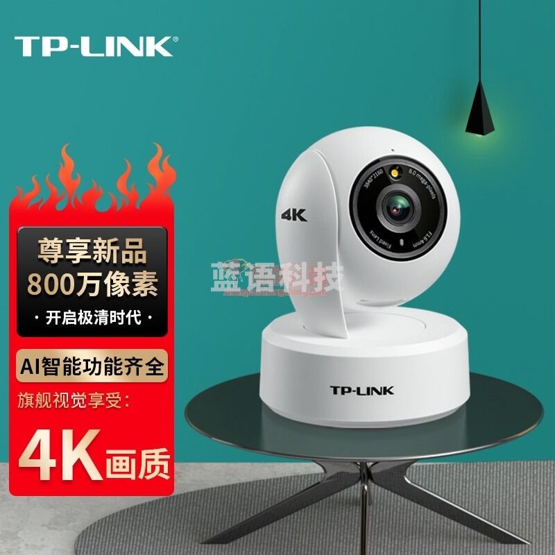 TP-LINK 超级像素800万像素4K极清全彩夜视无线监控摄像头家用智能wifi网络监控器360全景 TL-IPC48AW 全彩