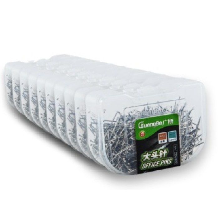 广博（GUANGBO）ZD5322 24mm按扣式塑料盒装大头针 50g/盒 10盒/包