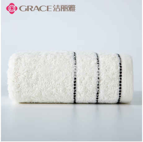 洁丽雅 纯棉成人家用毛巾新疆棉男女洗脸洗澡巾洁面巾擦脸巾米色30*60cm