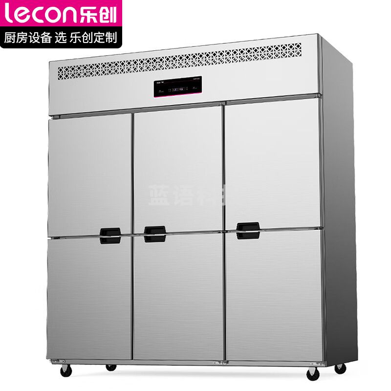 乐创（lecon）商用六门厨房冰箱立式冷冻冰柜保鲜柜对开门大容量不锈钢双温 六门冰柜 全冷冻直冷款LC-LG601