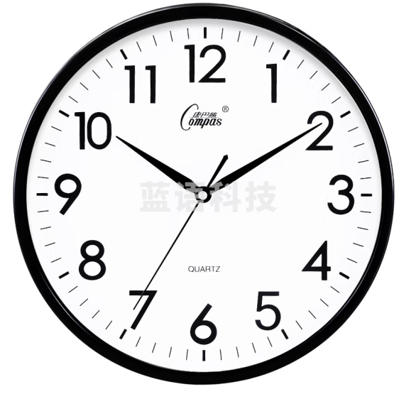 康巴丝（Compas）挂钟客厅 12英寸简约钟表客厅石英钟表挂墙时钟 c2866 黑色