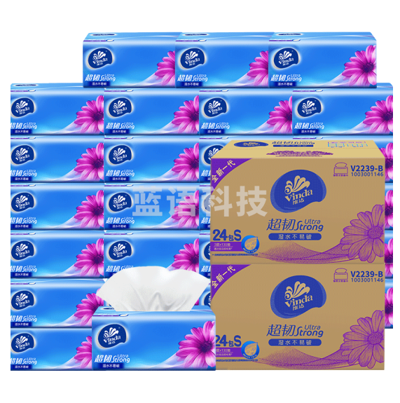 维达 V2239 蓝色经典130抽3层软抽纸 6包/提 (8提)