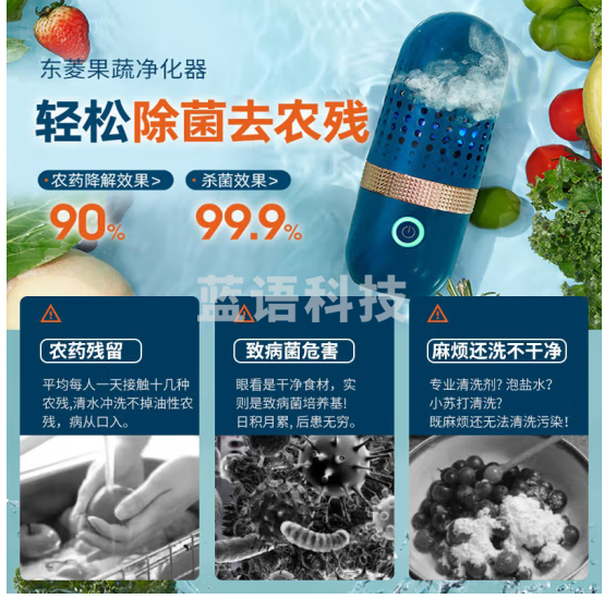 东菱(Donlim)胶囊果蔬清洗机家用洗菜机蔬菜水果食材净化机器去农残清洗机消毒神器 无线便携 DL-001