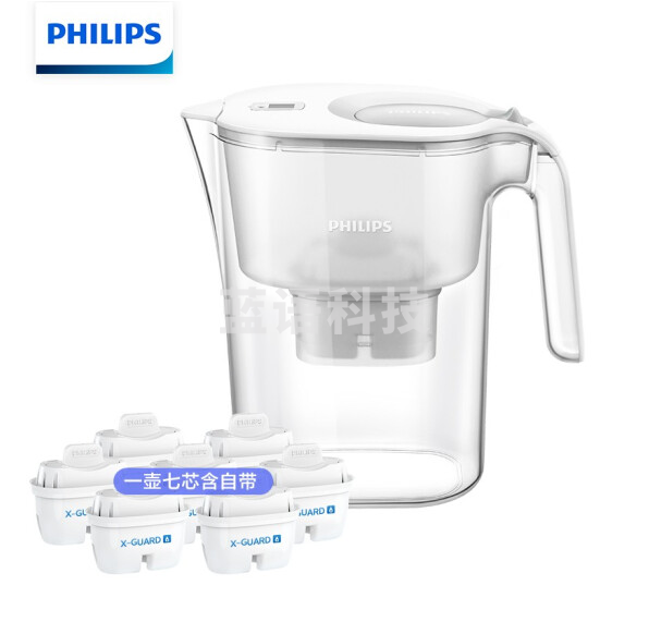 飞利浦（PHILIPS）全新升级净水壶 家用滤水壶 厨房自来水过滤净水器 AWP2814WHT 一壶7芯（含附件）
