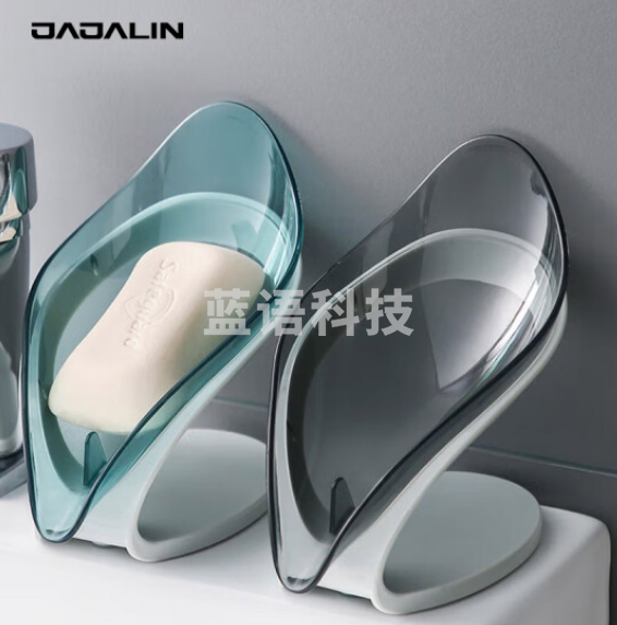 加加林 肥皂盒吸盘创意树叶免打孔卫生间置物皂盒沥水 蓝色1个装