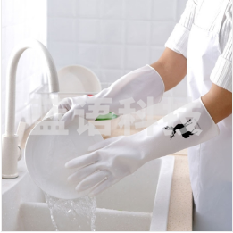 墨斗鱼 洗碗手套加厚款2双厨房刷碗洗锅洗衣服洗菜贴手家务清洁打扫卫生橡胶手套防水防油塑料手套M码6249