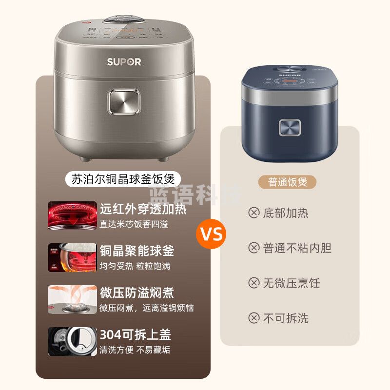 苏泊尔(SUPOR)SF40HC82 电饭煲电饭锅4L远红外系列 智能预约 多功能煮饭锅 3-8人