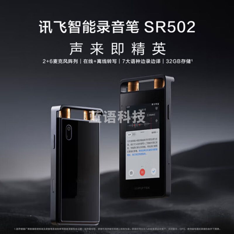 科大讯（iFLYTEK）飞智能录音笔SR502 32G+10G云存储 星空灰 专业录音高清降噪 实时在线离线转写翻译 视频转写 OCR识别