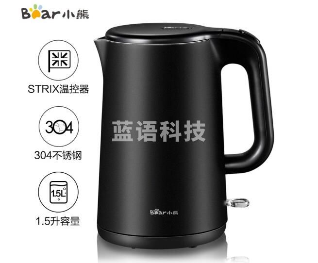 小熊（Bear）烧水壶电水壶热水壶电热水壶开水壶1.5L大容量304不锈钢一体无缝内胆双层防烫ZDH-B15R4