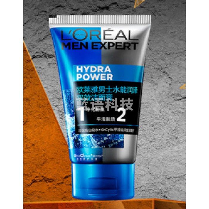欧莱雅(LOREAL)男士水能润泽双效洁面膏 100ml(男士洗面奶 清洁毛孔)