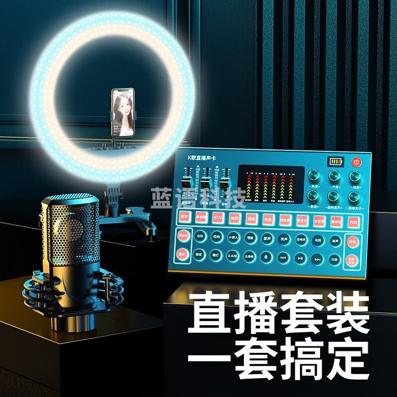 锐塔克（RTAKO） 【桌面落地两用款】-【18寸美颜灯+大振膜】 声卡直播设备全套录音唱歌麦克风全民K歌手机电脑外置变声器话筒户外电容麦抖音主播专业喊麦