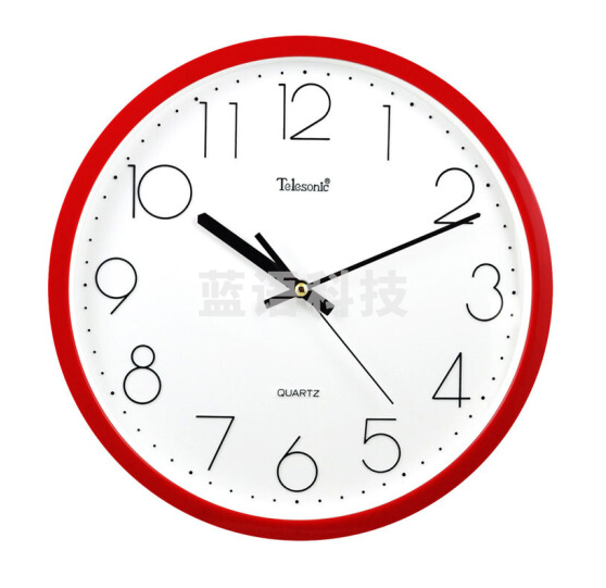 天王星（Telesonic）S9651 挂钟 客厅创意钟表现代简约静音钟时尚个性3D立体时钟卧室石英钟圆形挂表 红色