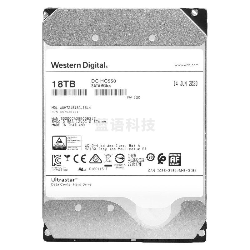 西部数据(Western Digital) 18TB HC550 SAS接口 7200转512M  企业级硬盘