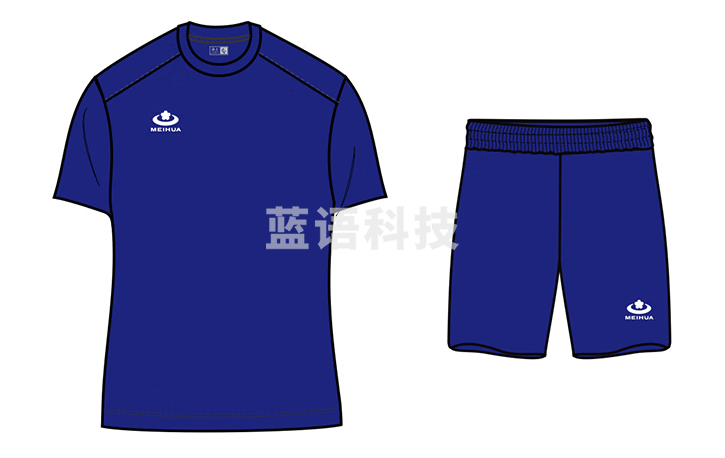 梅花meihua梅花牌男短袖训练服跑步运动服圆领运动休闲套装 精灵蓝套装