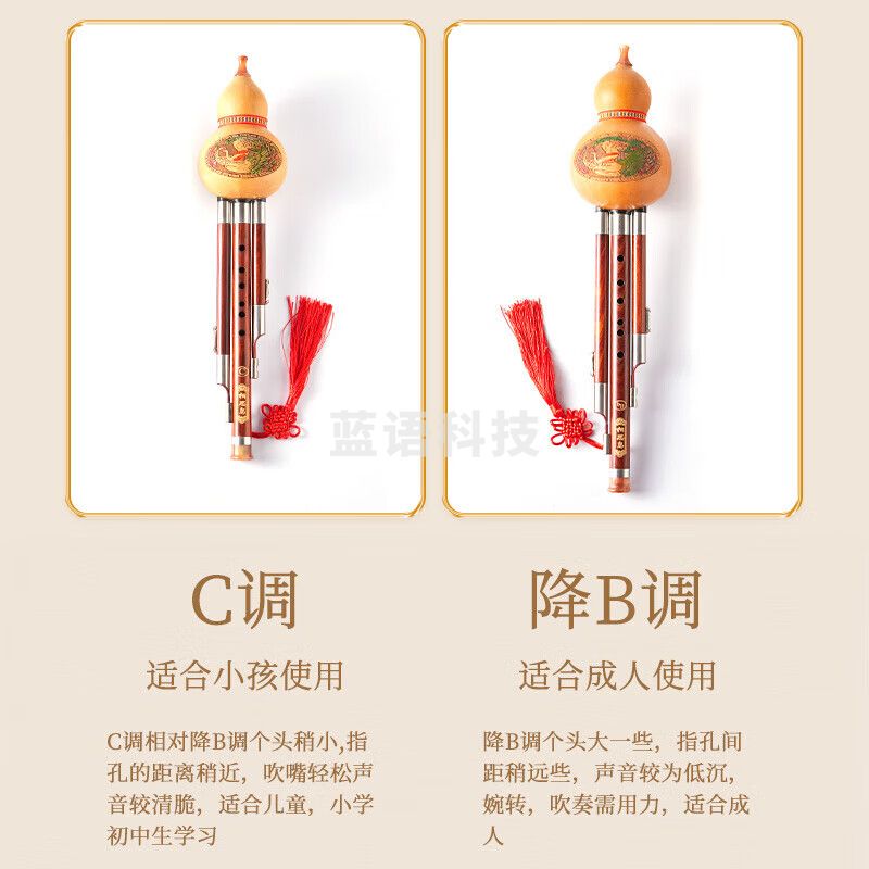 相思鸟 葫芦丝乐器 三音C调 白铜红木梅花扣葫芦丝 初学 XS2039