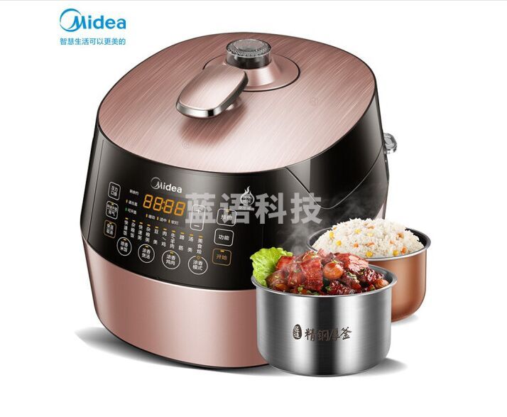 美的 SS5057P 电压力锅5L 380*298*288 棕色 电压力锅家用智能电高压锅电压力煲 一锅双胆