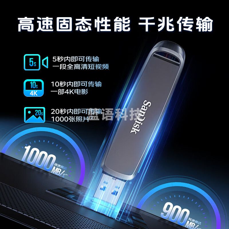 闪迪（SanDisk）512GB USB3.2 Type-C 双接口 高速固态U盘 读1000MB/s 写900MB/s 适用手机电脑 大容量金属优盘