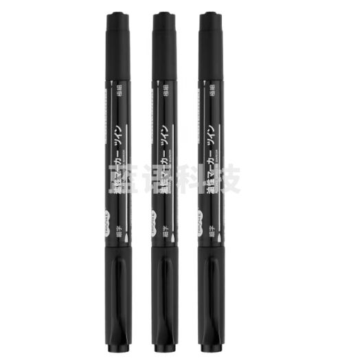 日本TANOSEE学生办公极细0.5mm+细圆1mm双头油性笔记号笔手账笔记 黑色 3支装