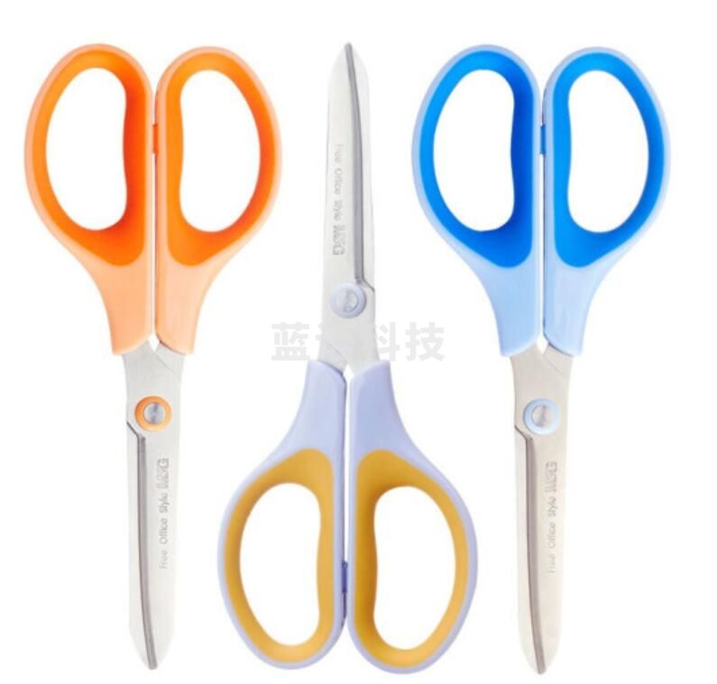 晨光(M&G)3D防粘剪刀 学生办公剪刀ASS91415 蓝黄橘颜色随机 一包12个装