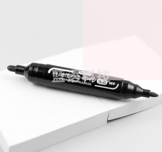 日本TANOSEE 双圆头记号笔马克笔 粗字2.5mm+细字1.2mm 黑色