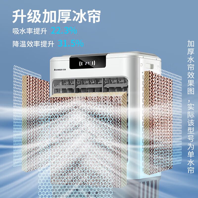 志高（CHIGO）工业冷风机水冷空调扇商用制冷电冷风扇加水冷气机移动家用空调扇可单冷制冷风扇大风量 【适用90平】机械-工业商超大水箱