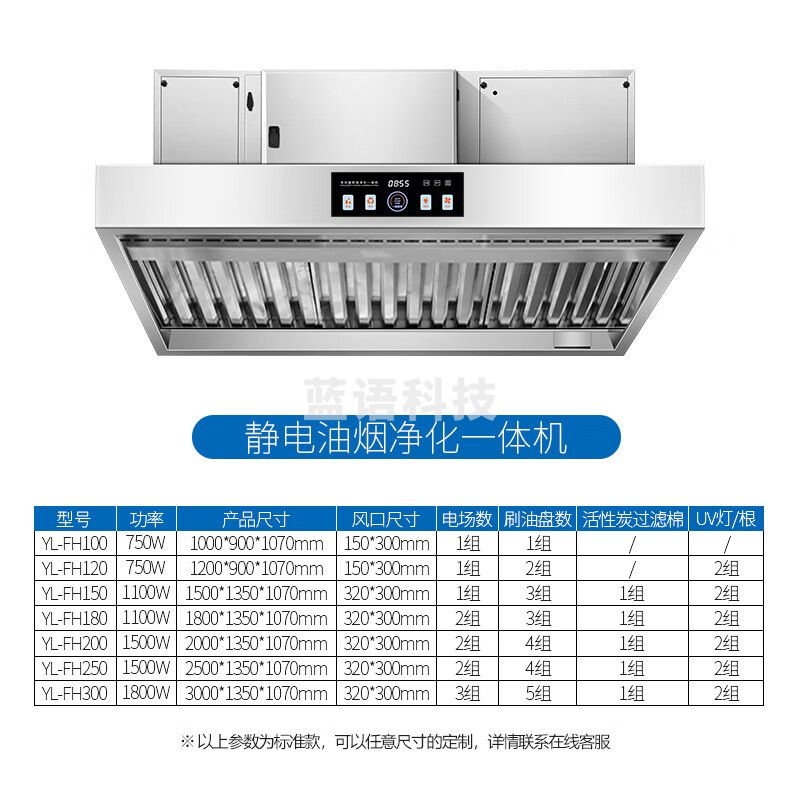 英利蒂克（Enlitic）静电油烟净化一体机2.5米商用大吸力酒店餐厅食堂抽油烟机大功率净化油烟器厨房设备 YL-FH250