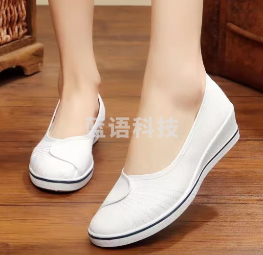 护士鞋 女白色坡跟软底牛筋底
