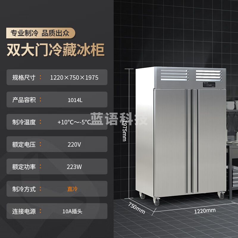 金佰特 KING BETTER 商用冰箱双大门 大容量立式冷藏冰柜 不锈钢双开门饭店厨房酒店 冷藏款LLC-2DMS